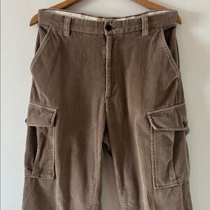 L.L. Bean Vintage 80s Men's Corduroy Tan Cargo Pants Pockets W30 L30 - size 30
